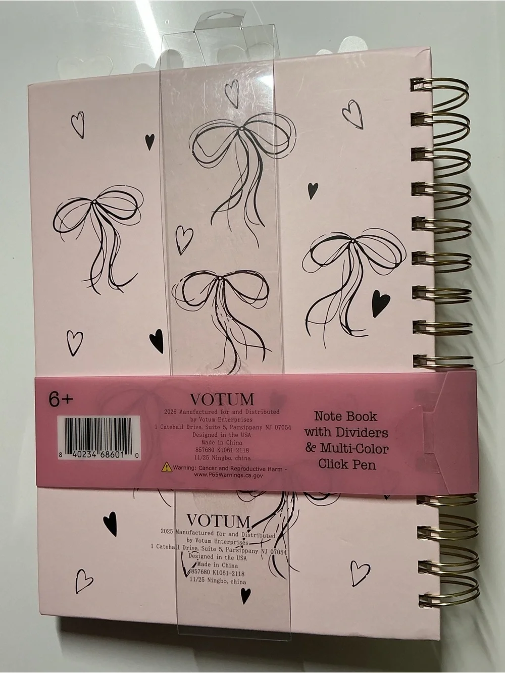 Pink 'Bowtiful Things' Spiral Notebook & Multi-Color Click Pen
